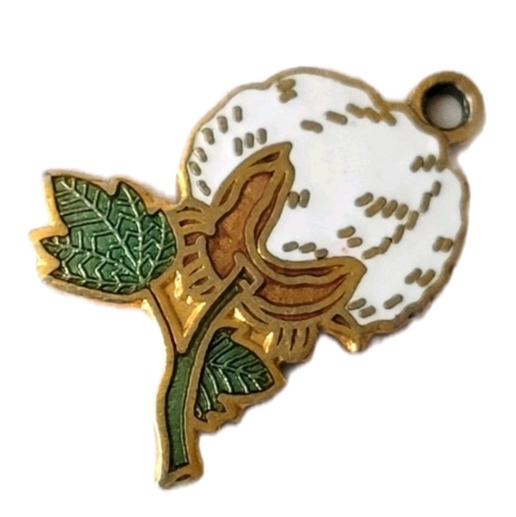 Vintage Jewelry - Vintage Tiny Dainty Cotton Plant Gold Tone Necklace Pendant Charm